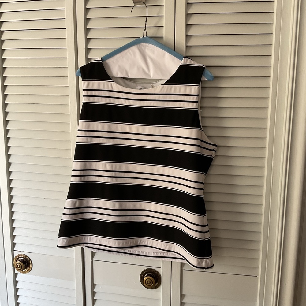 Calvin Klein black and white Striped Top